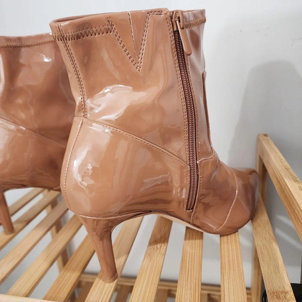 Torrid Brown‎ Patent Leather Pointed Toe Ankle Boots